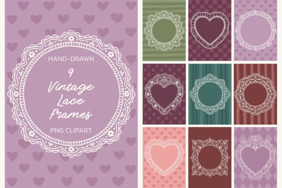 Download Vintage Heart Lace Frames Clipart Bundle - Premium Resources