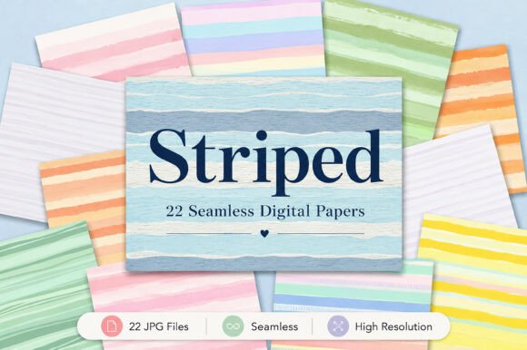 Download Striped Digital Paper Bundle Set - Striped Collection