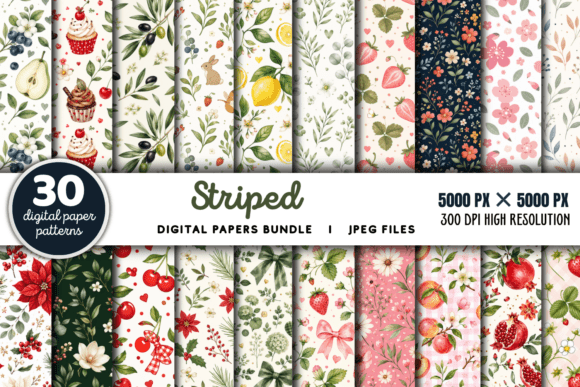Download Striped Digital Paper Background Bundle - Striped Collection