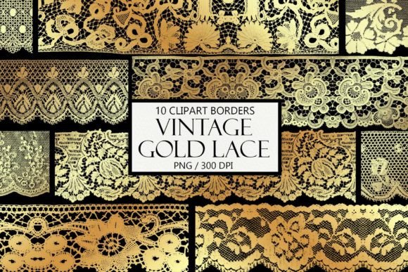 Download Gold Lace Borders Clipart - Premium Bundle